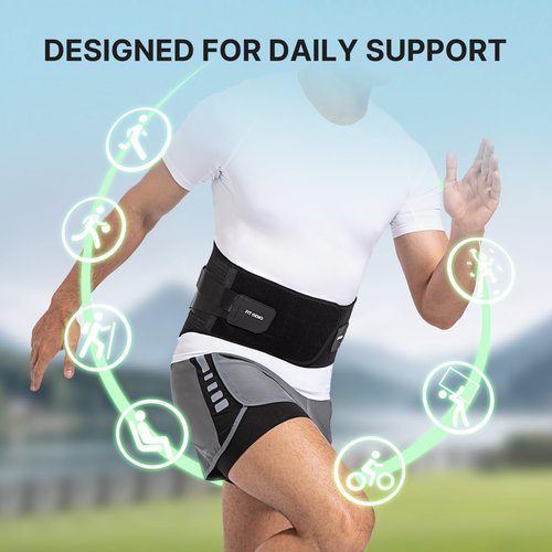 Fit Geno Back Brace for Lower Back Pain Men & Women: Adjustable Lumbar Support Brace for Pain Relief - Breathable Waist Belt for Comfort - L/XL