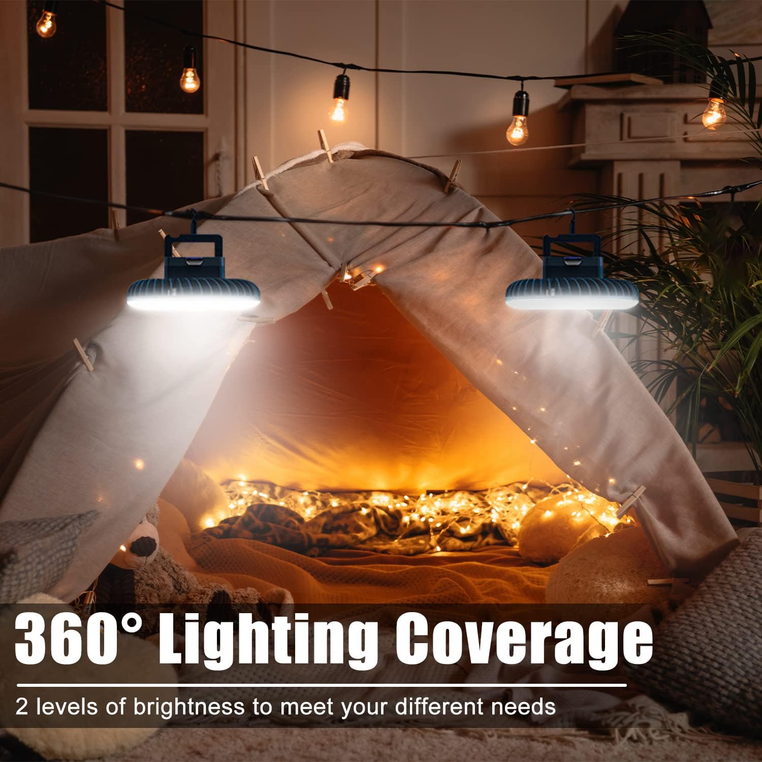 Skiennix Portable Camping Fan - USB Rechargeable LED Lantern | Waterproof & Versatile for Hiking, Tent, and Emergency Use