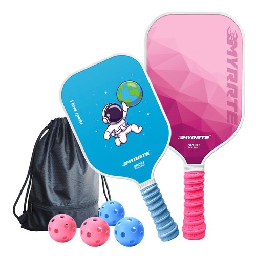 Pickle Ball Paddles Set of 2 Fiberglass Pickle Ball Racket Lightweight Honeycomb Core Unmatched Control
