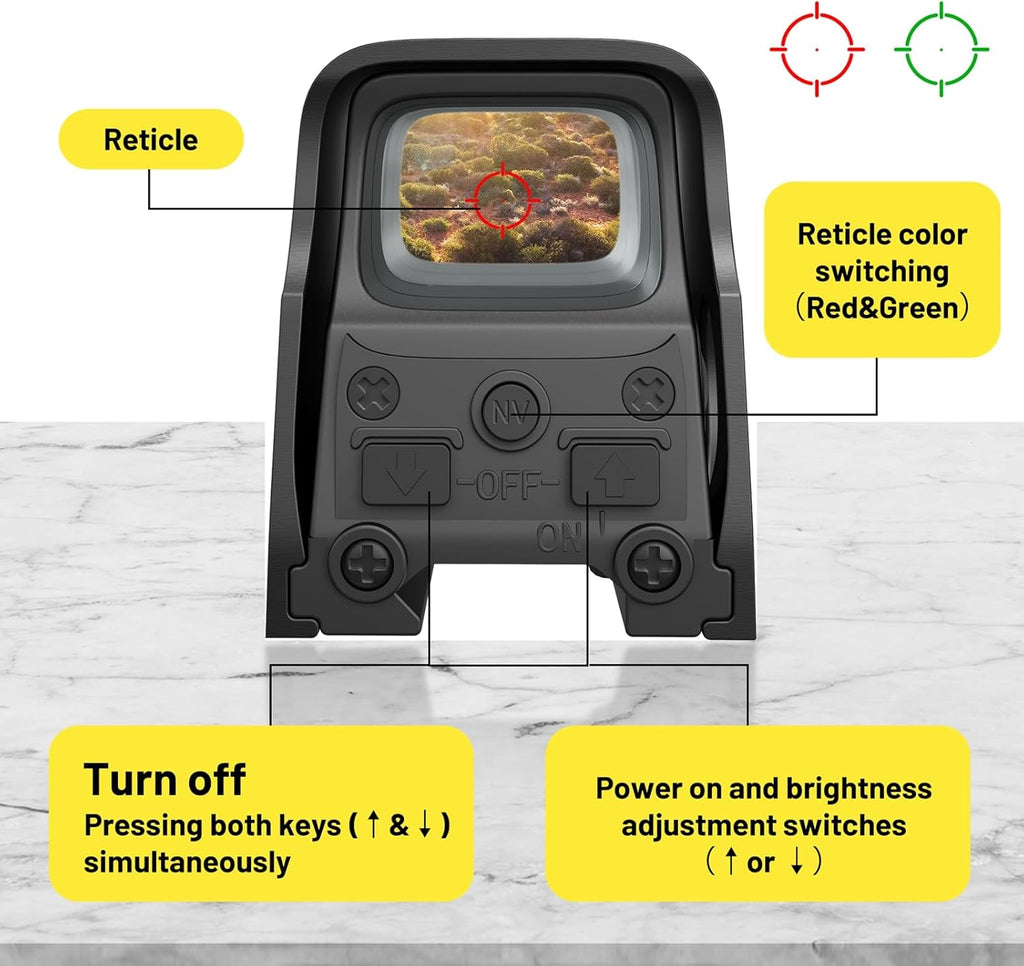 Skiennix Holographic Sight - Green & Red Dot Sight for Precision Outdoors Shooting