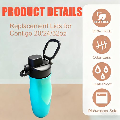 2Pack Fit for Contigo Replacement Lid,Water Bottle Lid Replacement Compatible with Contigo 20oz/24oz/320z/ Water Bottles,Leak-Proof,BPA-Free