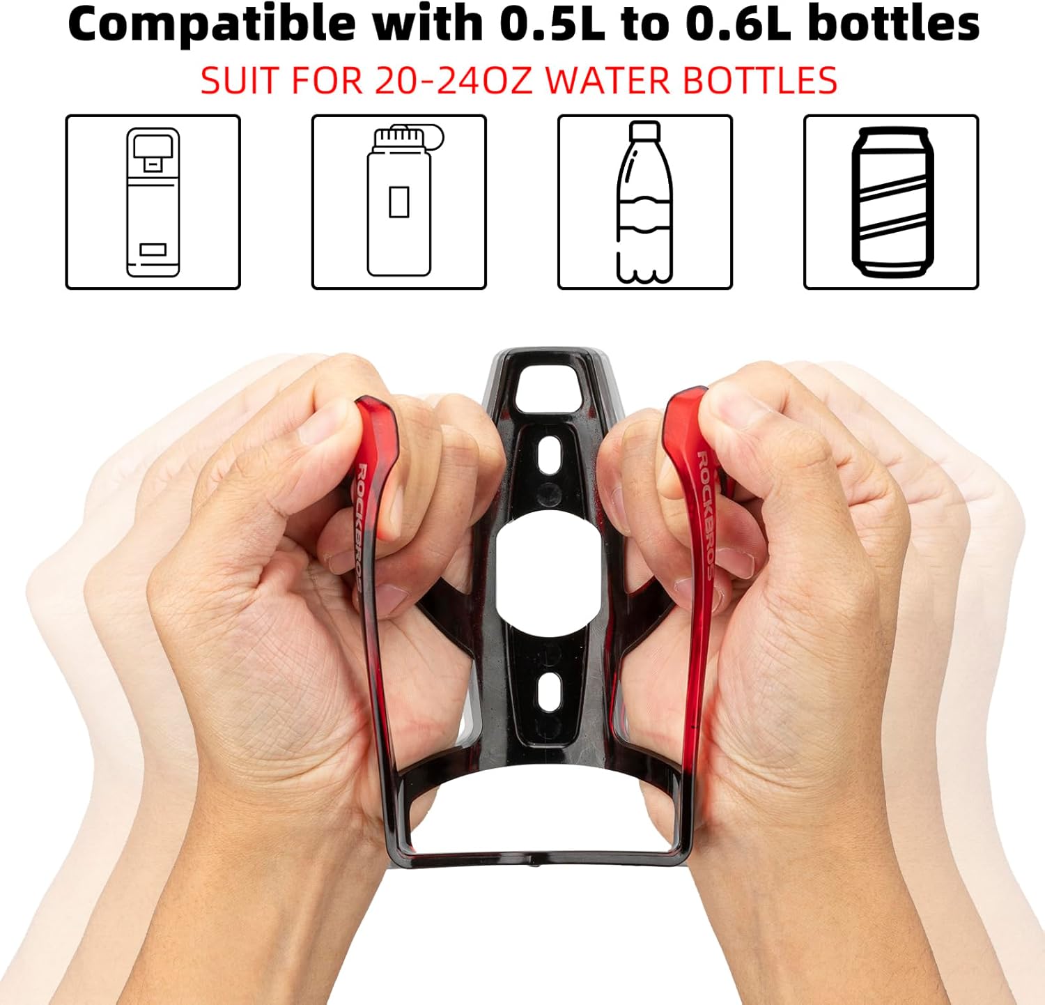 ROCKBROS Ultra-Light Bike Water Bottle Holder - Universal Bicycle Cup Cage with Screws for Road & MTB Bikes