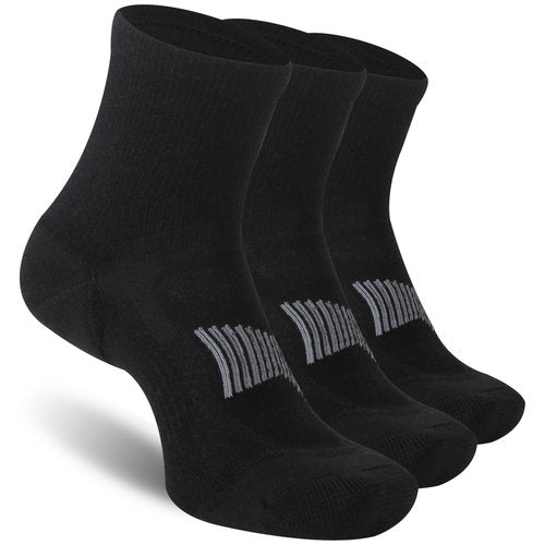 RTZAT 3 Pairs Merino Wool Socks for Men Business Casual Wool Ankle Thin Hiking Running Athletic Compression Thermal Support Warm Breathable Cushioned No-Show Low Cut Sock - black Large