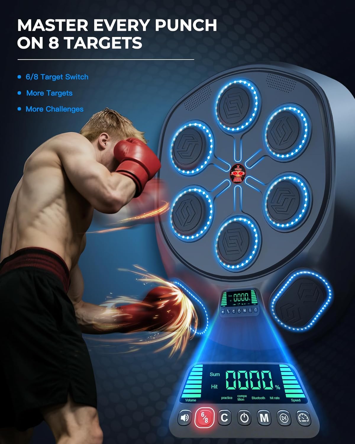Smart Music Boxing Machine by [Brand Name] - Interactive Punching Trainer with 8 Targets & LED Lights | Perfect Home Workout for Adults & Kids