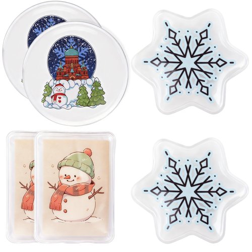 6pcs Christmas Pocket Hand Warmer,Reusable Snap Portable Lasting Heating Hands Heater,Pouch Gel Cute Long Lasting Warmth for Camping,Outdoor Xmas Pattern, for Women Men (RU-KT)