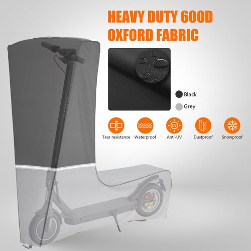 Kistrba Electric Scooter Cover, Heavy-Duty 600D Oxford Fabric, Waterproof All-Weather Protection for 500-2000W E-Scooters, Universal Fit Outdoor Storage