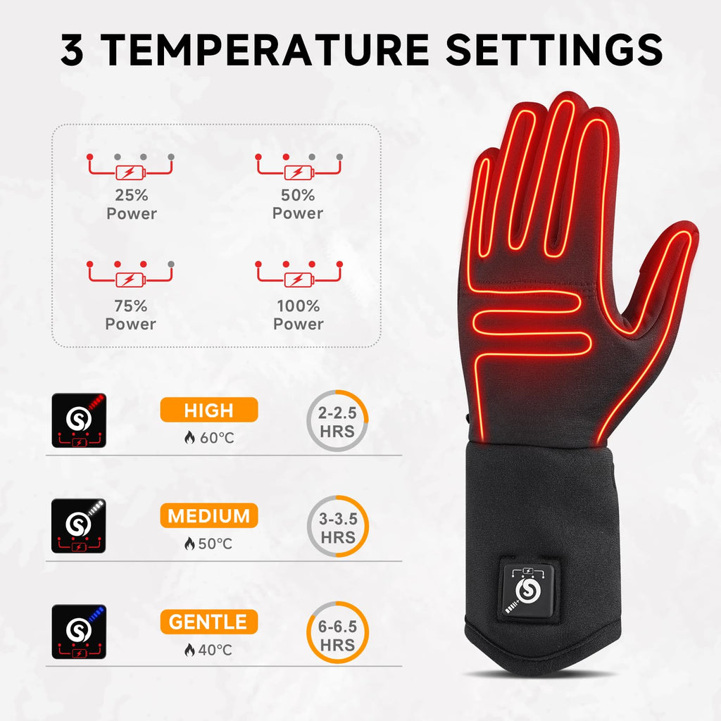 day wolf Heated Glove Liners Electric Gloves for Men Women Rechargeable Battery Hand Warmer for Winter Sports Snow Biking Riding Skiing Cycling Hunting Snowboarding