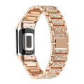 Abanen Bling Crystal Bands for Fitbit Charge 5 / Charge 6, Alloy Metal Bands Adjustable Women Wristbands Strap for Fitbit Charge 5 (Rose Gold)