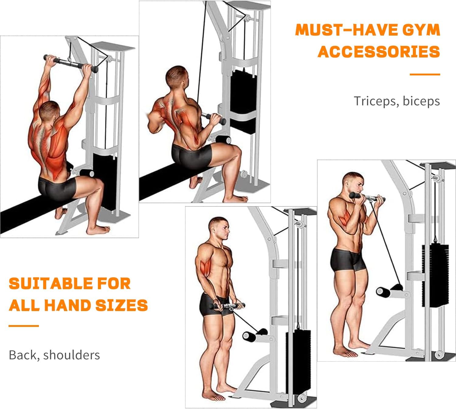 Skiennix Pull Down Bar - 360° Rotating Lat Pulldown Attachment for Cable Machines | Strength Training Accessory