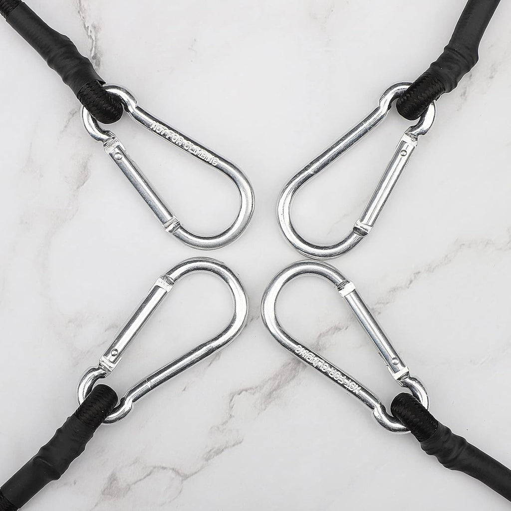 ZHOUBIN 18-Inch Black Bungee Cords - Durable with Carabiner Hooks | Set of 2