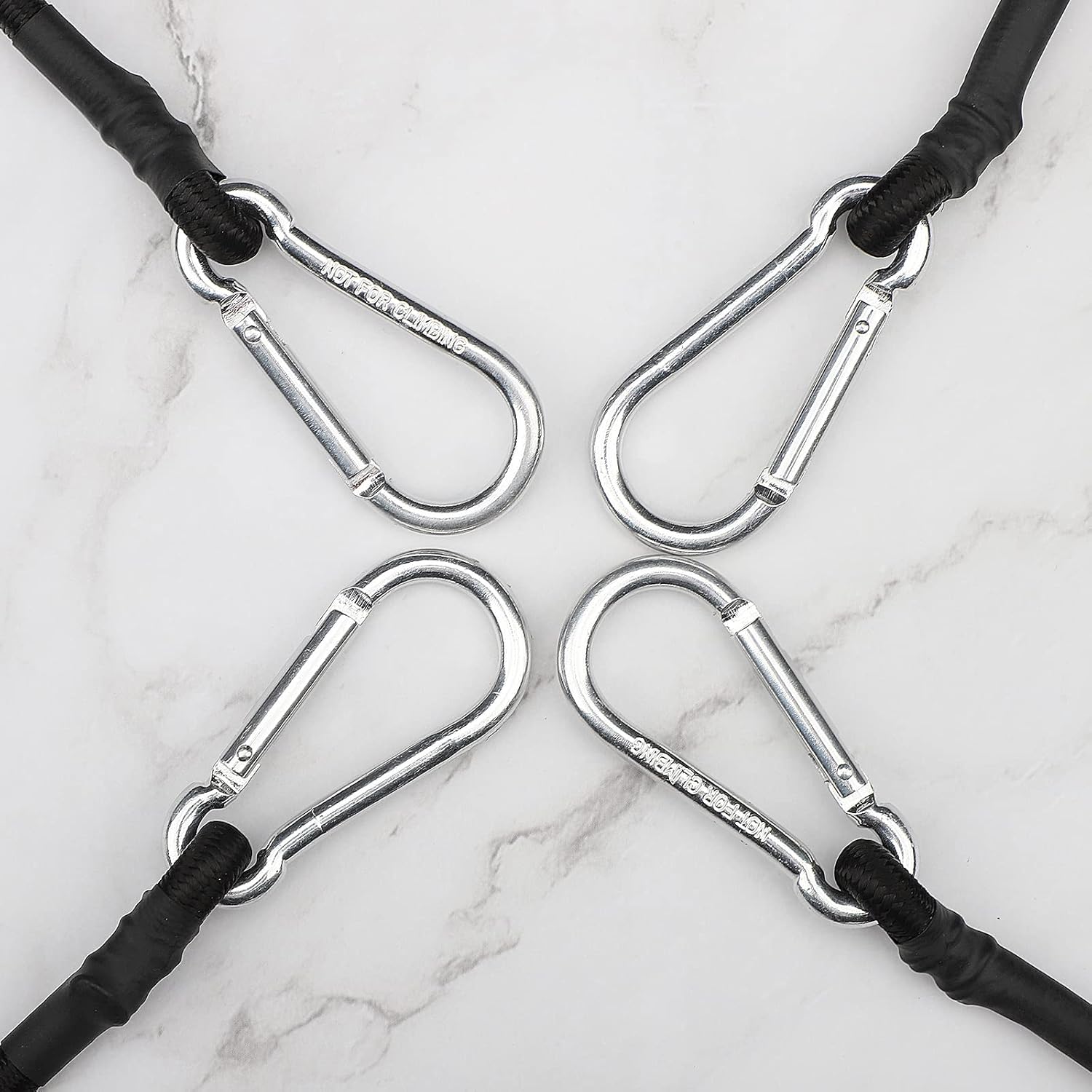 ZHOUBIN 18-Inch Black Bungee Cords - Durable with Carabiner Hooks | Set of 2