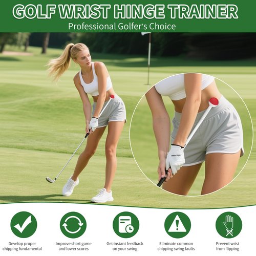 HKACTGO Rib Stick,Golf Training Swing Aid,Golf Training Aid,Chipping Training Aid,Golf Alignment Sticks,Rotation and Golf Wrist Hinge Trainer Fits Mens, Womens,Kids/Junior Clubs,White