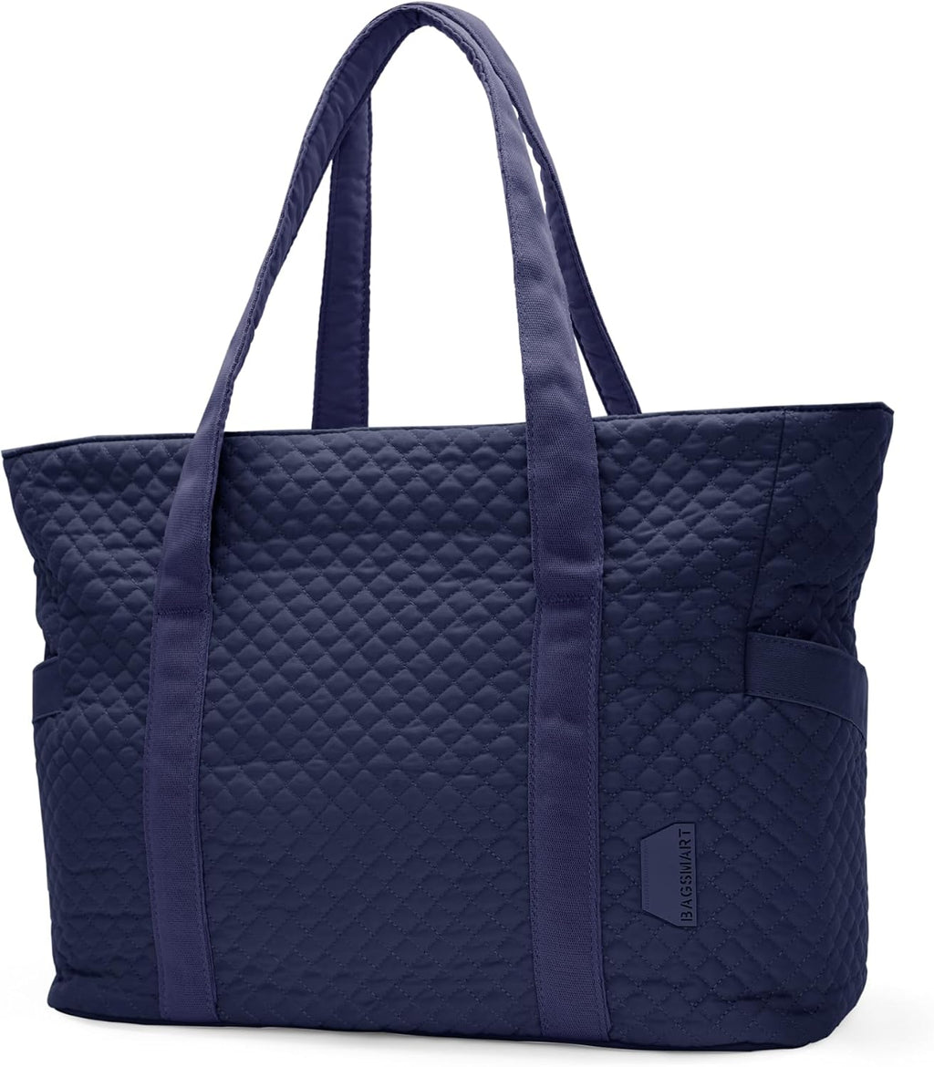 BAGSMART Tote Bag for Women - 20L Quilted Puffer Work Bag with Zipper | Ideal Travel & Nurse Essentials