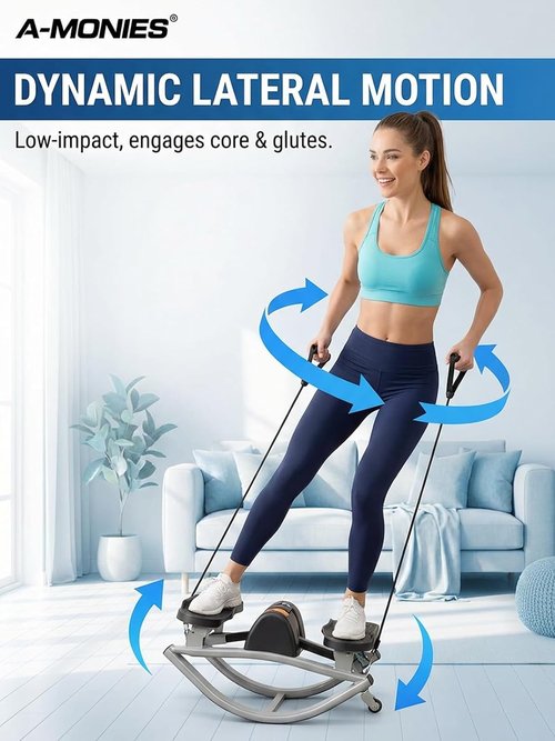 Lateral Rocking Fitness Stepper - Low-Impact Home Workout Machine for Knees & Joints | Compact Design