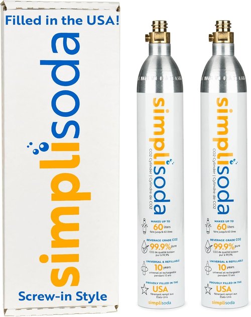 60L CO2 Canister Cylinders - Compatible With Sodastream, Ninja Thirsti & Philips - 14.5 oz, Set of 2