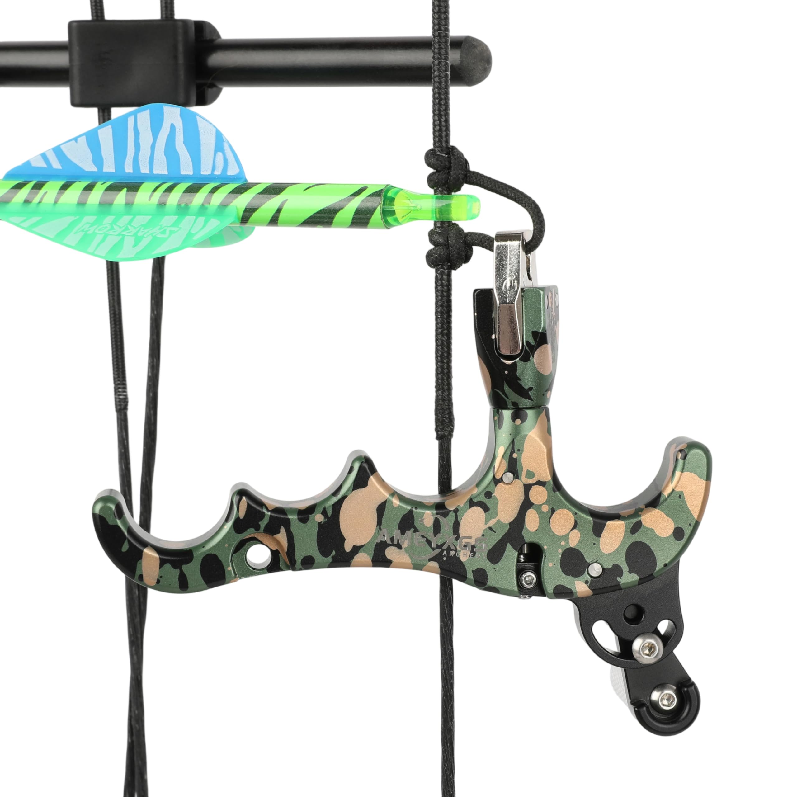 PYMUST Archery Compound Bow Release - 360° Rotatable Caliper 4-Finger Release Aid, Professional Gear for Bow Hunting and Target Shooting