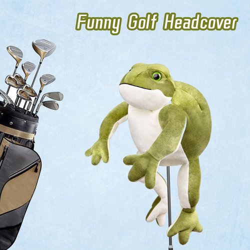 Funny Frog Golf Headcover, Small Size Fits Hybird and Irons, Large Size Fits Standard 460cc Driver Head,Animals Plush Golf Club Head Covers