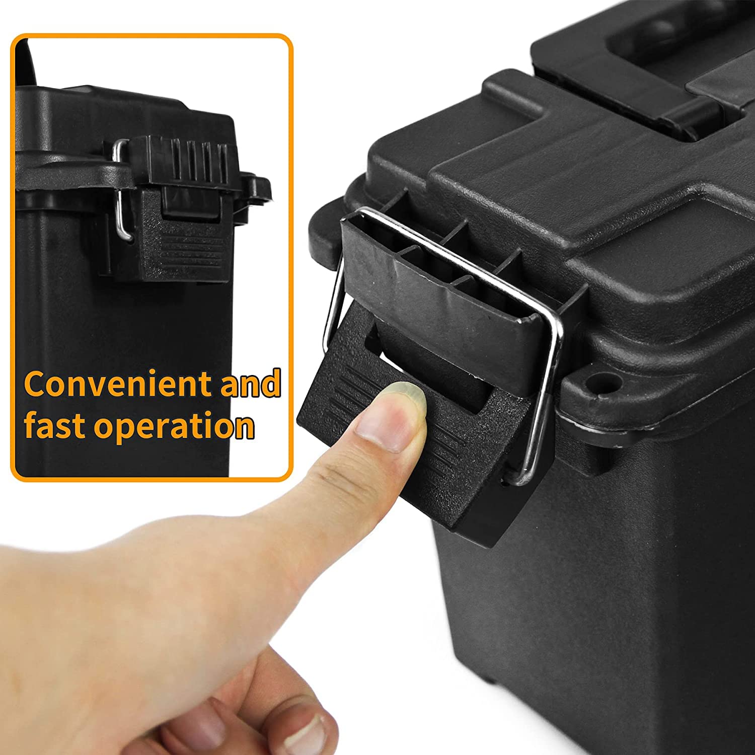 Volein 2-Pack Plastic Ammo Cans 30 & 50 Cal - Shotgun Rifle Pistol Gun Ammo Storage Box Tactical Military Army Holder, Black