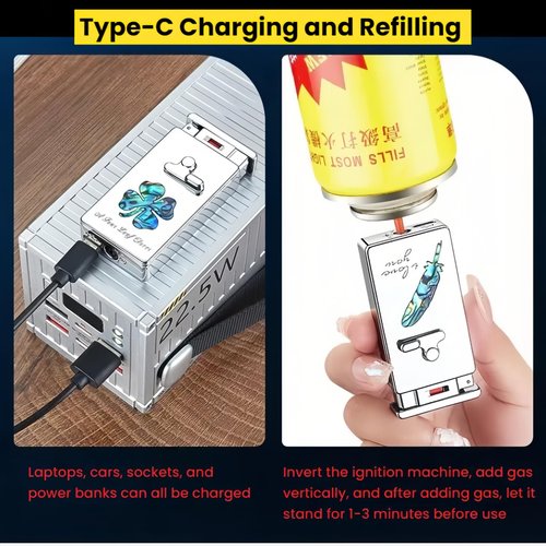 NINSI Smart Butane Torch Lighter, 5 Ignition Methods, Voice Controlled Dual Flame Lighter with Jet Blue Flame and Open Flame Options, Windproof Refillable Lighters (Without Gas) (Camel)