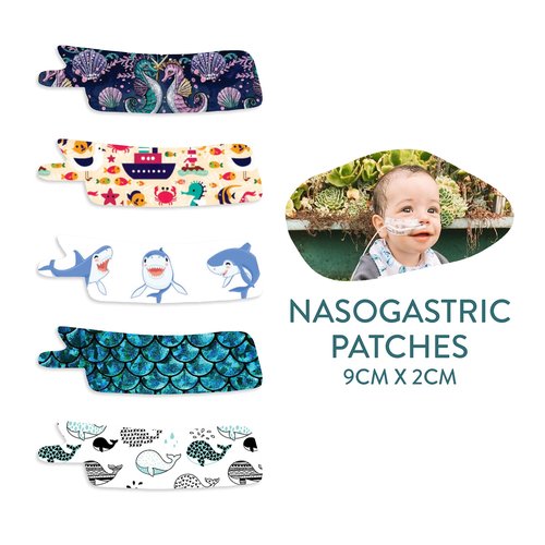 Nasogastric or Oxygen Tube precut Adhesive Tape Under The sea Mix x 10 Pack. (Right Side)