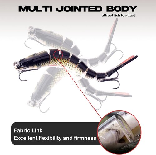 Bass Fishing Lure - Multi-Jointed Bionic Swimbaits with Treble Hooks for Freshwater & Saltwater | Ideal for Bass, Pike & Trout