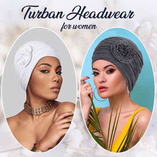 JenPen 6 Pcs Chemo Turban Headwear for Women Soft Cancer Hats Cotton Beanie Head Scarf Elastic Hats for Women's Hair(Classic Color)