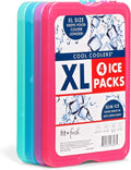 Fit & Fresh Cool Coolers - 4 Pack XL Slim Ice Packs | Quick Freeze, Space-Saving Design for Lunch Boxes & Coolers