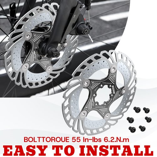 RACEDUE IIIPRO AR68 140mm 160mm 180mm 203mm Floating Bike Disc Brake Rotor with 6 Bolts, Mountain Bike MTB Stainless Steel Aluminum Alloy Bicycle Disc Brakes Rotors for Road Bike/Ebike/BMX (Black)