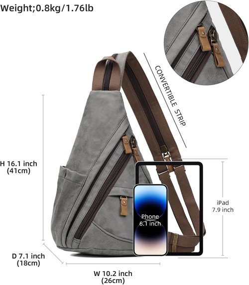 KL928 PU Leather Sling Bag - Stylish Small Crossbody Backpack for Men & Women | Dark Grey