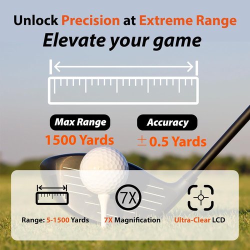 Gogogo Sport Vpro VRP Golf Rangefinder - 1500/2500 Yd Range, 7X Magnification, Rechargeable | Accurate & Versatile