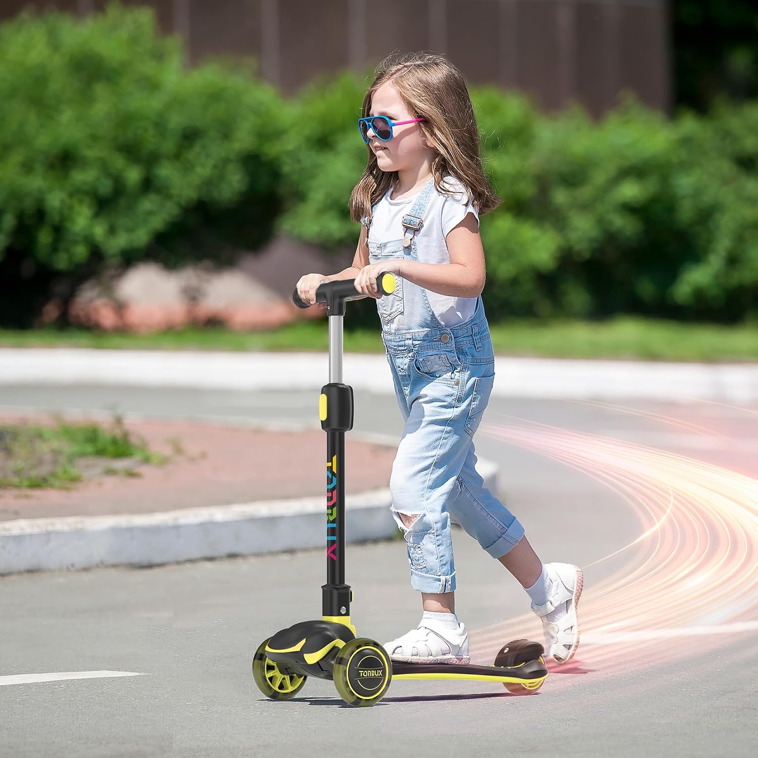 TONBUX Kids Scooter - Light Up 3-Wheel Kick Scooter for Ages 3-12 | Adjustable Height & Anti-Slip Deck
