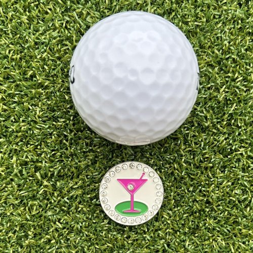 Giggle Golf Bling Golf Ball Marker With Golf Necklace for Women (19th Hole)