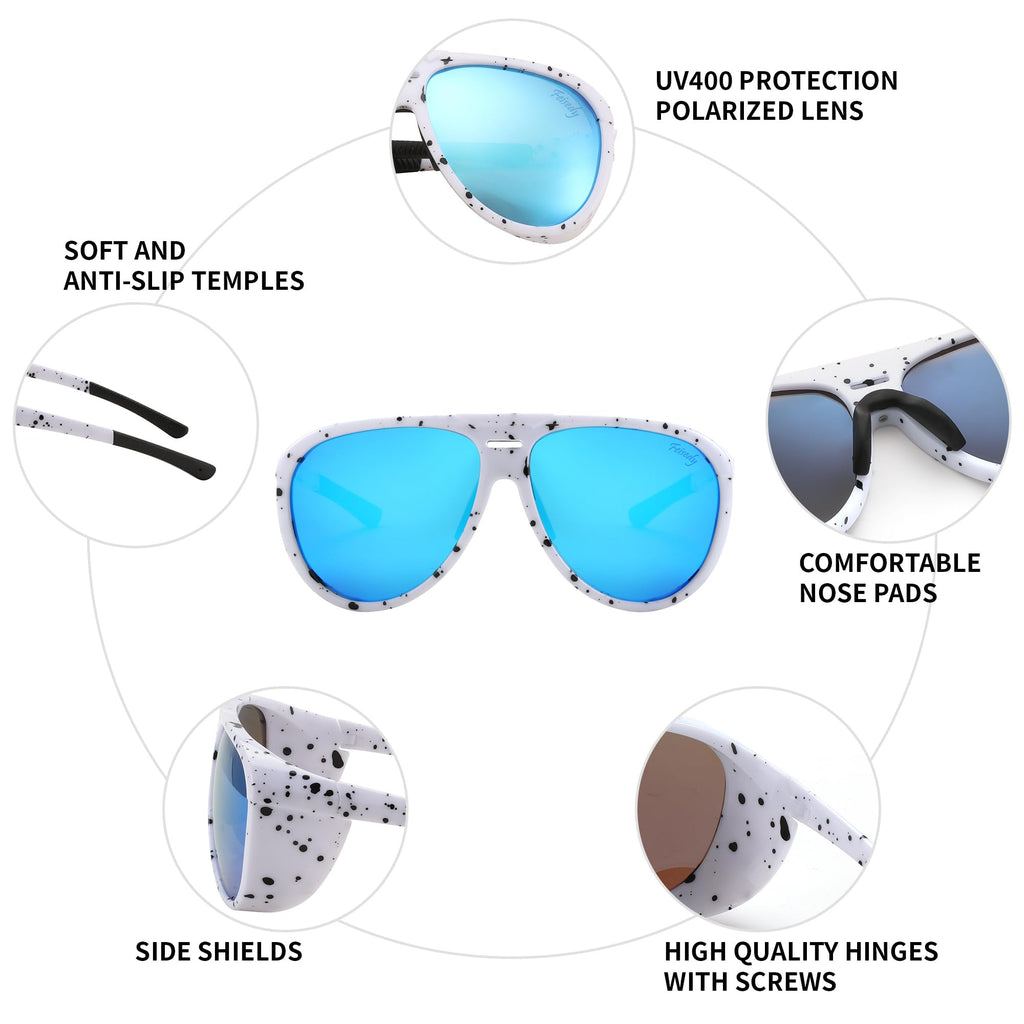 FEISEDY Polarized Aviator Sunglasses Men Women Oversized Round Steampunk Sunglasses Side Shield Goggles B0095