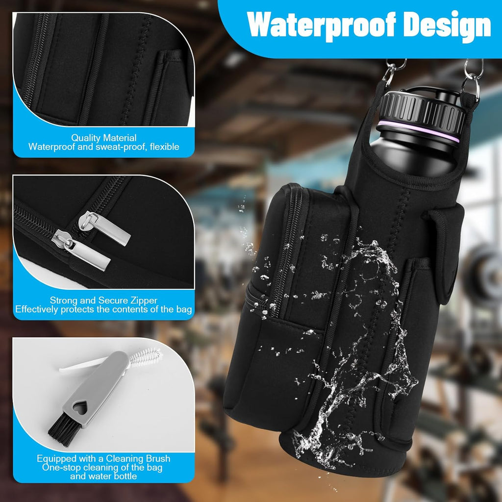Skiennix Magnetic Gym Bag - Versatile Water Bottle Holder with Strap & Cleaning Brush | Ideal for Travel & Sports