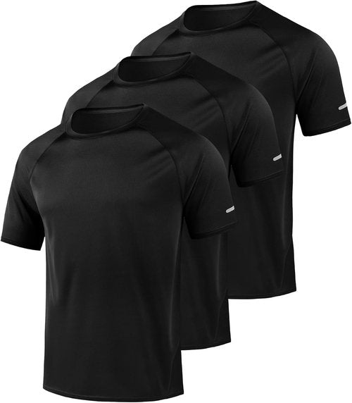 Little Beauty Men's Workout Shirts - 3 Pack Fast-Dry Athletic T-Shirts | Moisture-Wicking Short Sleeve