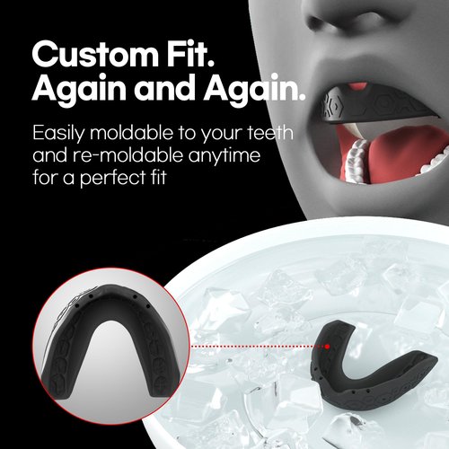 GOHEX Sports Mouthguard for Adults – Shock-Absorbing Mouth Guard with Chin Guard for All Contact Sports, Boxing, Lacrosse, Football, Hockey, MMA, and Martial Arts (Clear)