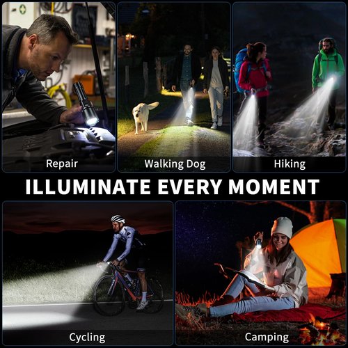 KNIBO Rechargeable Flashlight 99000 High Lumens, LED Super Bright Flash Light, Tactical Flashlights with LCD Power Display, 6 Modes, Waterproof, Brightest Flashlight for Emergencies Camping