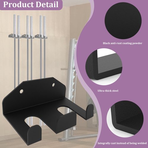 KSWLOR Heavy Duty Olympic Barbell Hanger,Vertical Barbell Mount Rack,Black Powder Coated Garage Gym Bar Wall Rack Space Saving Bar Holder Suitable for for Home, Commercial, Garage Gym