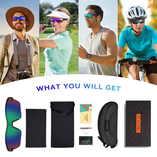 BEACOOL Polarized Sports Sunglasses for Men Women Youth Baseball Cycling Running Driving Fishing Golf Motorcycle TAC Glasses UV400