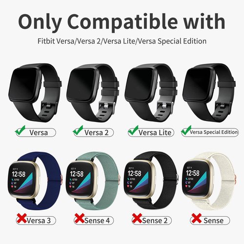 Zspoly Braided Bands Compatible with Fitbit Versa 2 Bands for Women/Versa/Lite/SE Band, Magnetic Clasp Elastic Fabric Sport Nylon Smartwatch Band for Fitbit Versa2/1/Lite/SE for Women Men