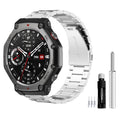 NOUKAJU Band for Amazfit T-Rex 3 Pro 48mm/T-Rex 3, Metal Stainless Steel Adjustable Strap with Removal Tool+Adjustment Tool,Sport Replacement Strap,Replacement Straps for T-Rex 3 Pro 48mm(silver)