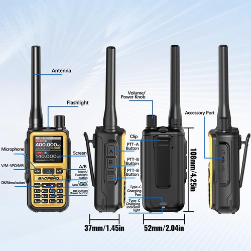 Baofeng UV-5R Mini Ham Radio Long Range Handheld Two Way Radios NOAA Weather Radio Rechargeable Walkie Talkies Dual PTT APP Programming Copy Frequency 999CH with USB-C Charging Survival Radio