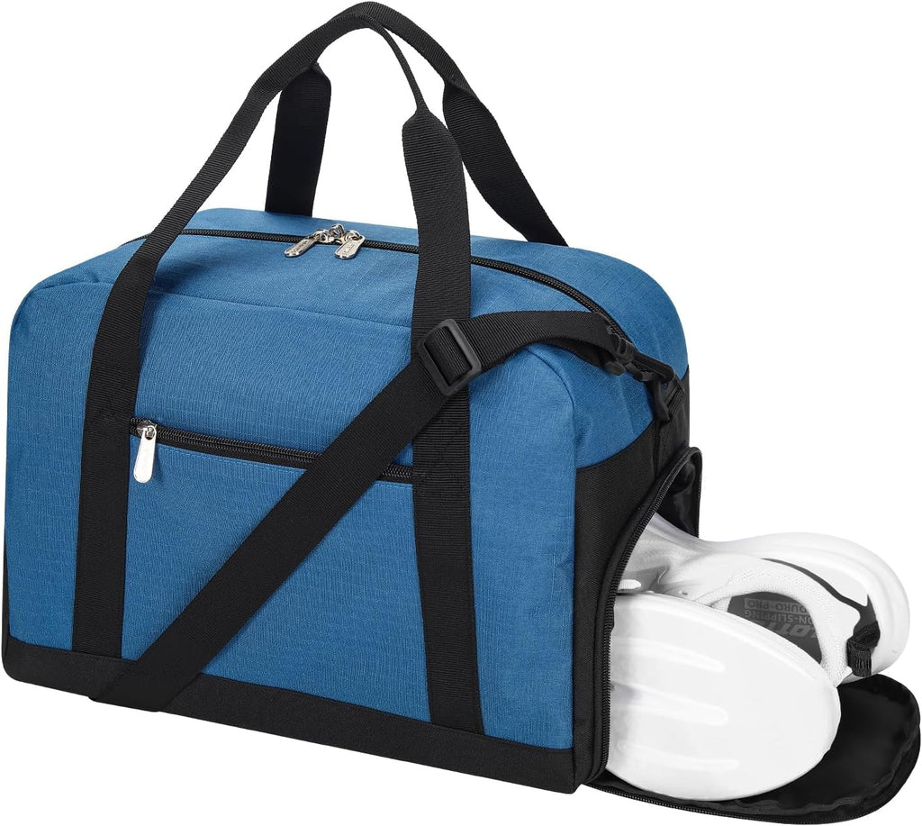 Skiennix Mini Duffel Gym Bag - Lightweight 14-Inch Design with Shoe Compartment - Blue