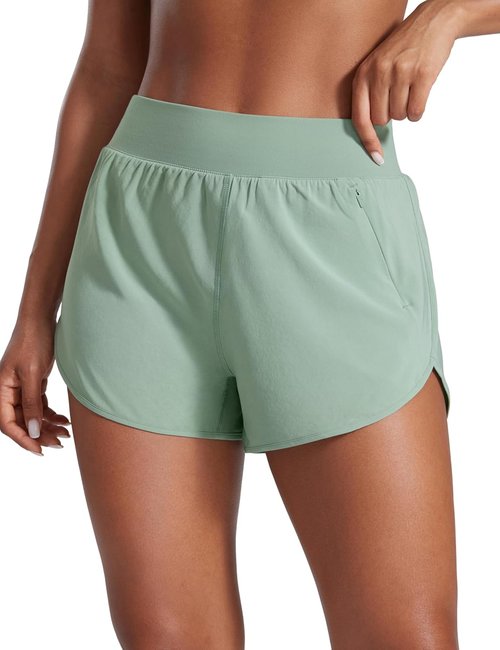 CRZ YOGA Athletic Shorts for Women - High Rise Quick-Dry Dolphin Design | Perfect for Running & Gym