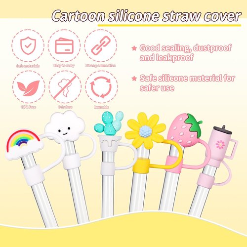 Hydro Flask Straw Cover Cap - Reusable Silicone Straw Covers for 10mm Straws | 6-Pack, BPA Free