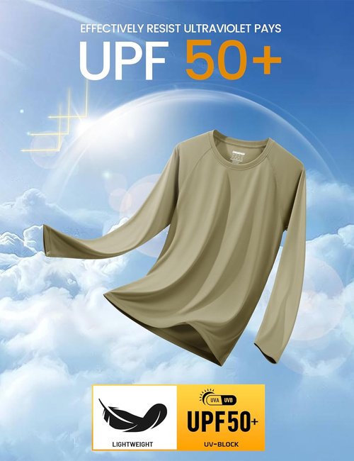 MAGCOMSEN Men's Athletic Long Sleeve Shirt - UPF 50+ UV Sun Protection for Hiking & Running