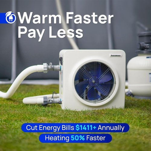 AQUASTRONG Swimming Pool Heat Pump - Electric Heater for Above Ground & Inground Pools Up to 5000 Gallons