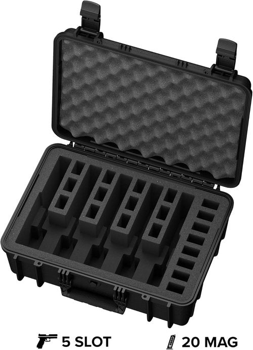 Condition 1 18" Pistol Case - Heavy Duty Waterproof Hard Gun Case with 5 Slot Foam | TSA Friendly, Made in USA