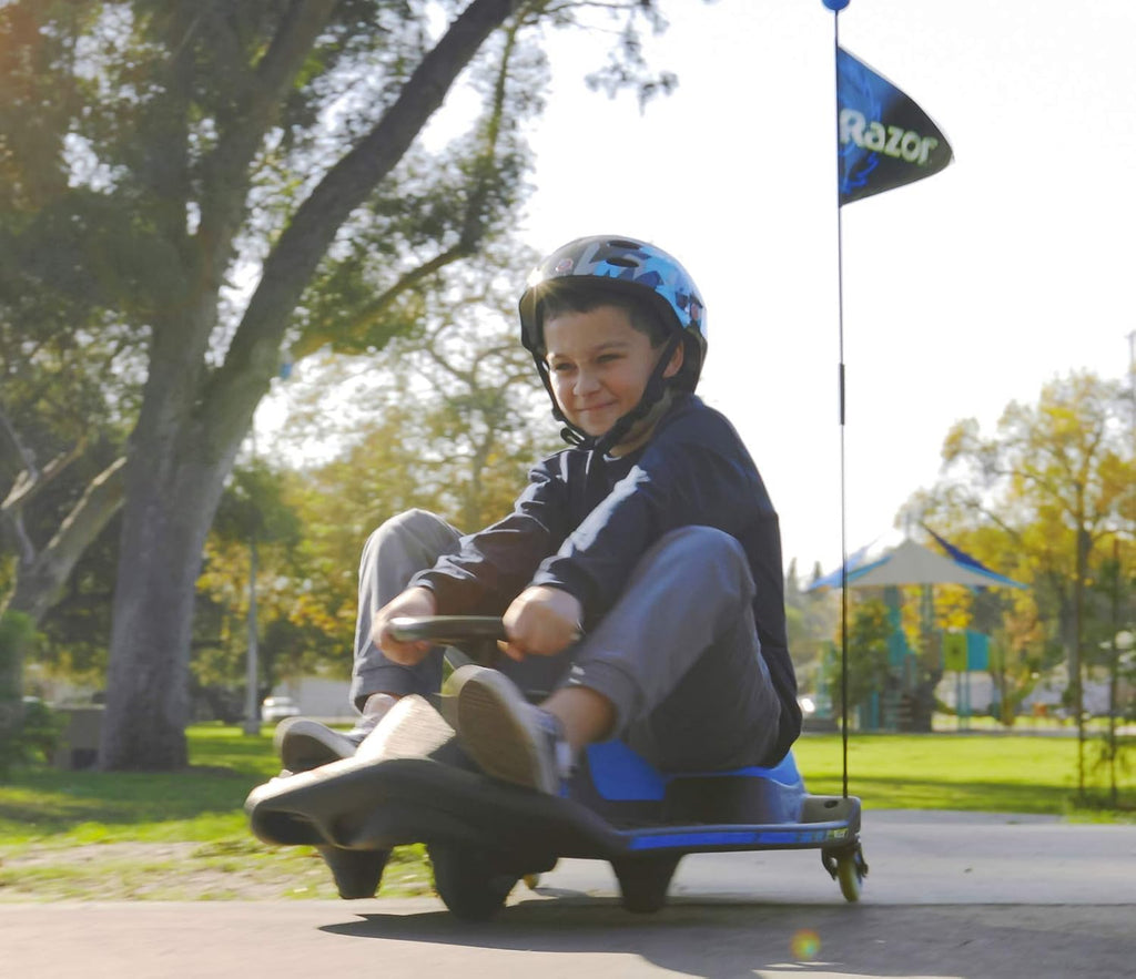 Razor Crazy Cart Shift Electric Go Kart for Kids 6+ | 12V Drifting System, High/Low Speed, Black/Blue