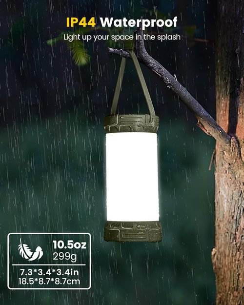 Glocusent LED Camping Lantern - Ultra Bright 1500LM, 200H Battery Life, 3 Colors & 5 Brightness Levels | Rechargeable Emergency Light